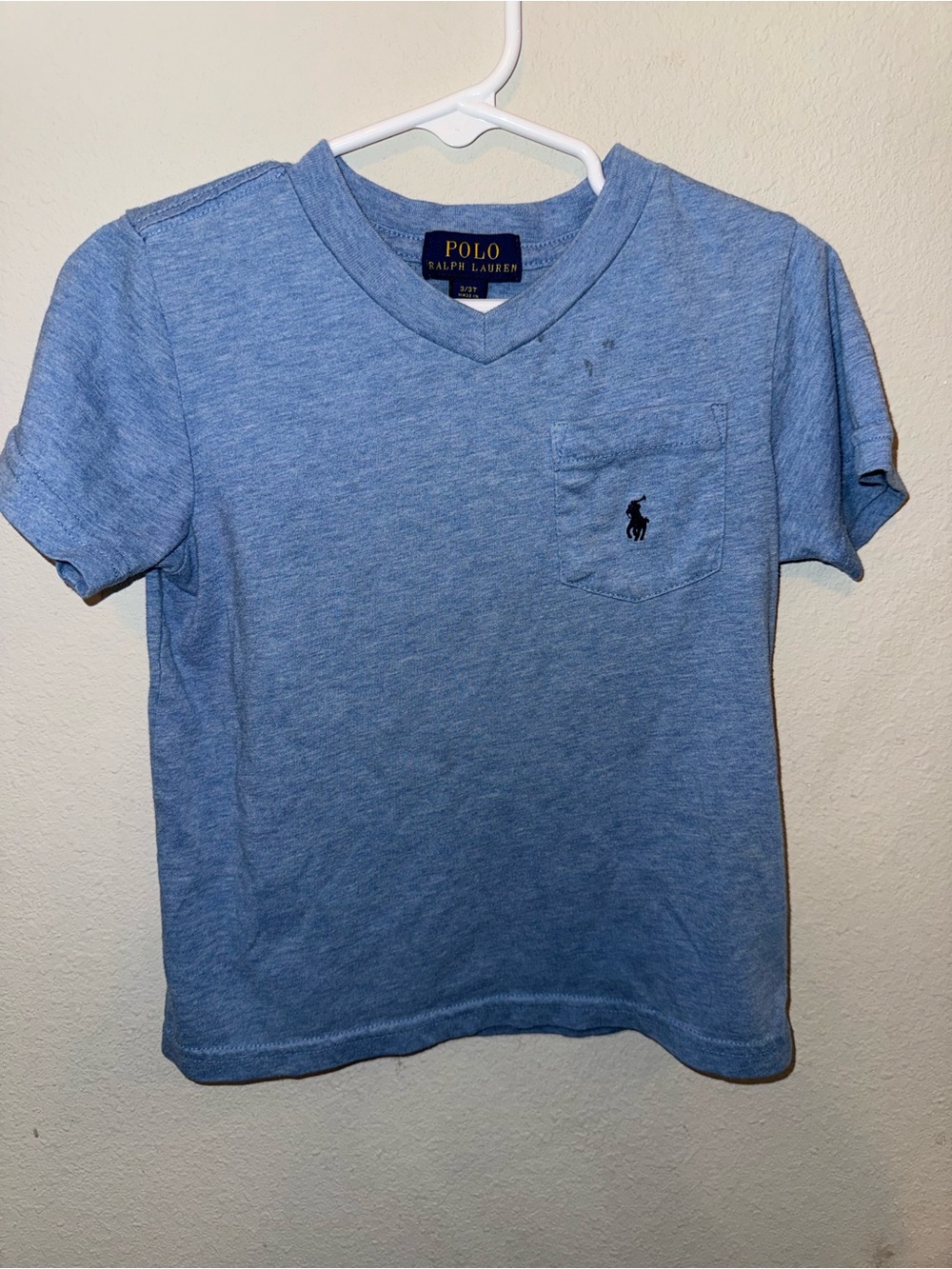 Polo by Ralph Lauren Light Blue V‑Neck Pocket Tee for Kids